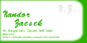 nandor zacsek business card